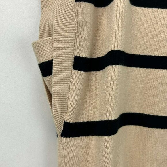 Evereve Korey Women’s XL Rayon Blend Striped Sweater Vest Short Sleeve Tan/Black - Picture 13 of 15